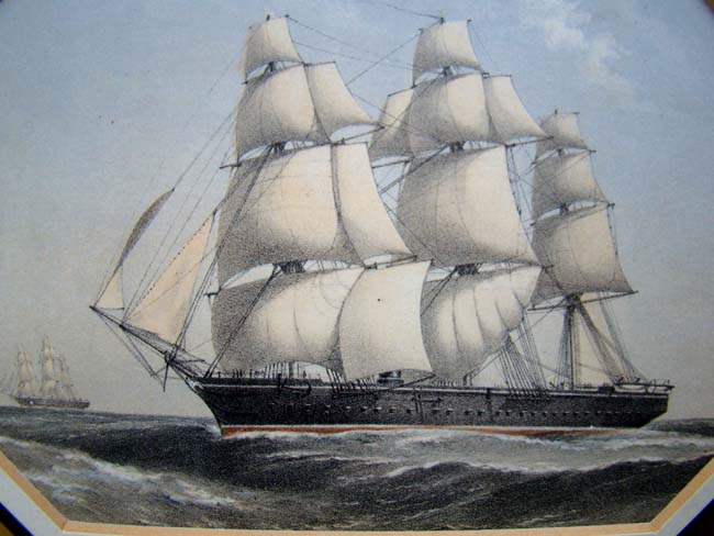 A group of four beautifully framed 19th century color lithographs of Royal Navy ships — image 7